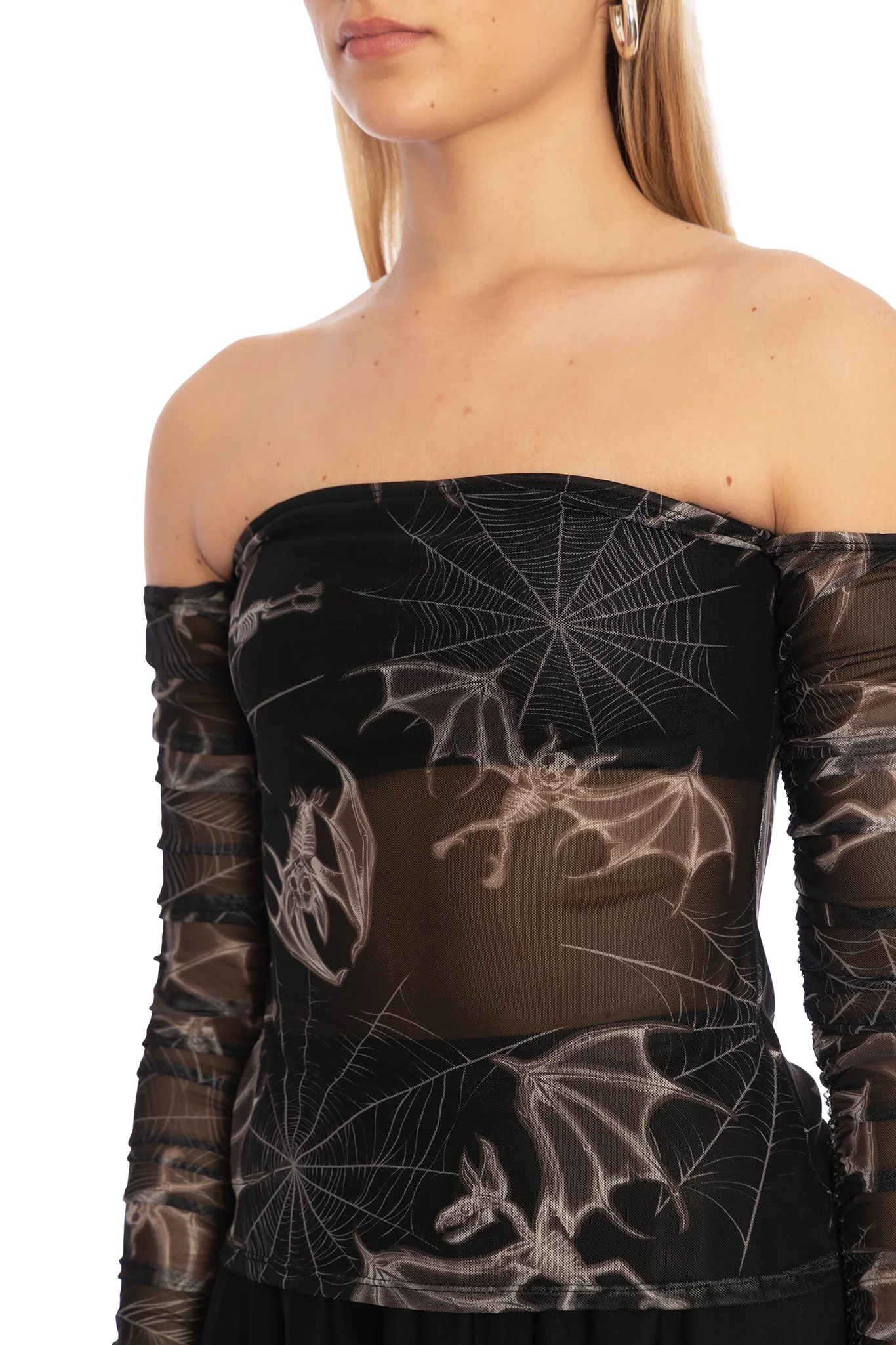 Bat Bones Sheer Off The Shoulder Top - Image 5