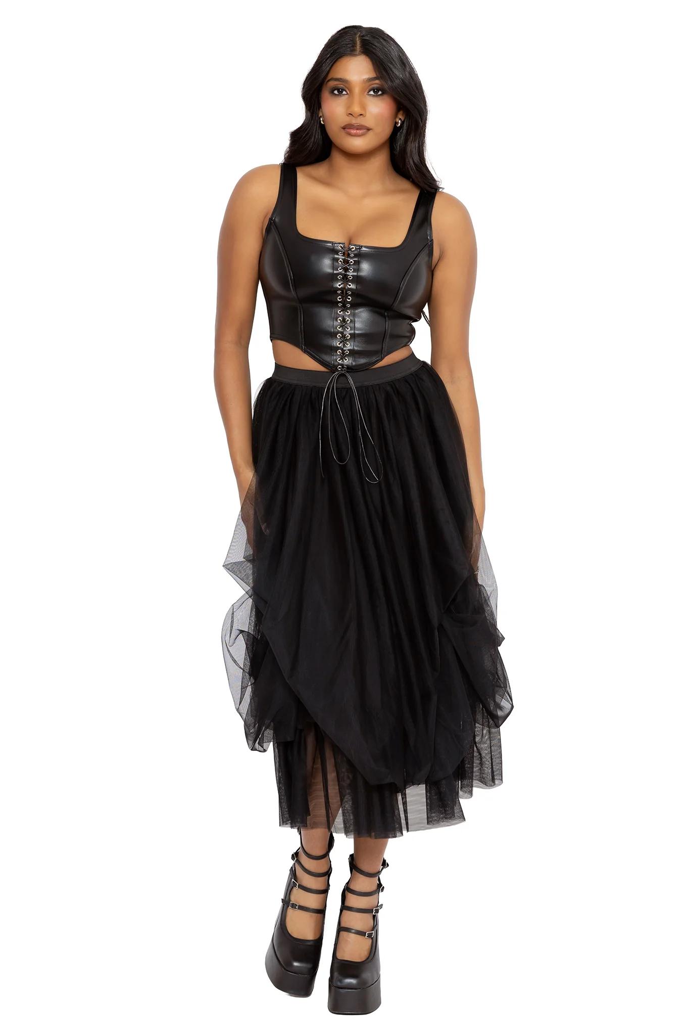 Black Tulle Midi Skirt - Image 6