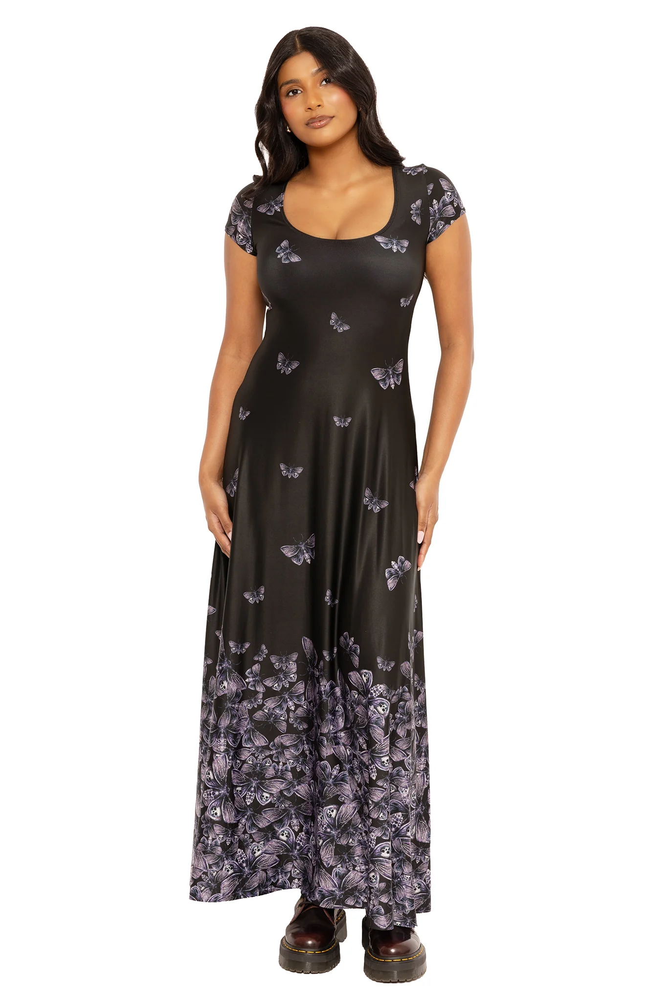 Deaths Head Hawksmoth Cap Sleeve Maxi Dress - Image 3