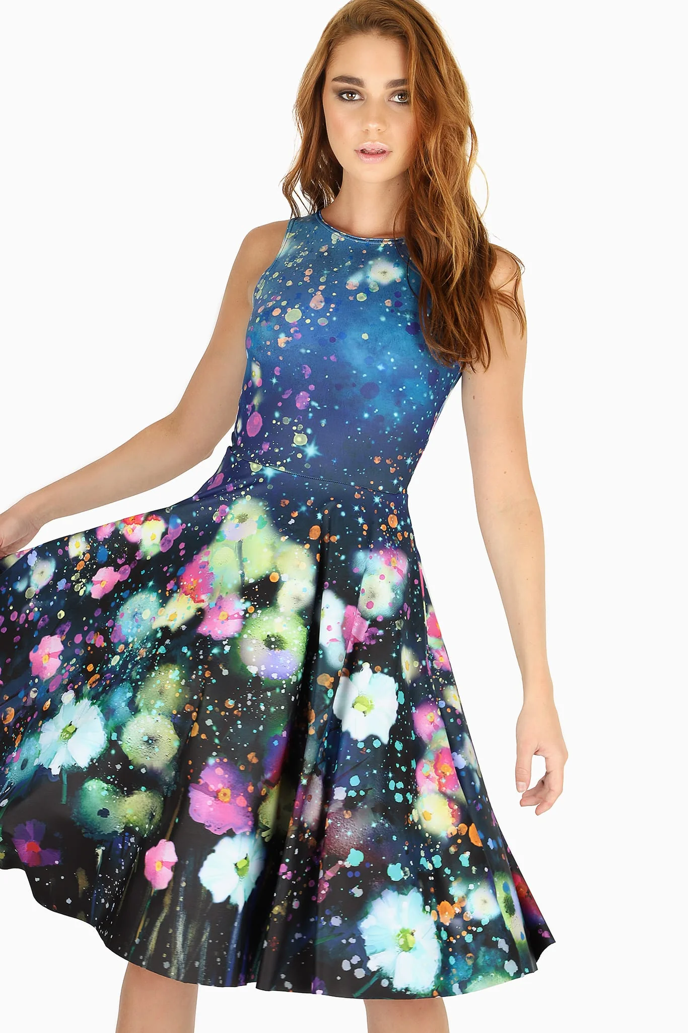 Dreaming In Twilight Water Colours Princess Midi Dress - Image 3