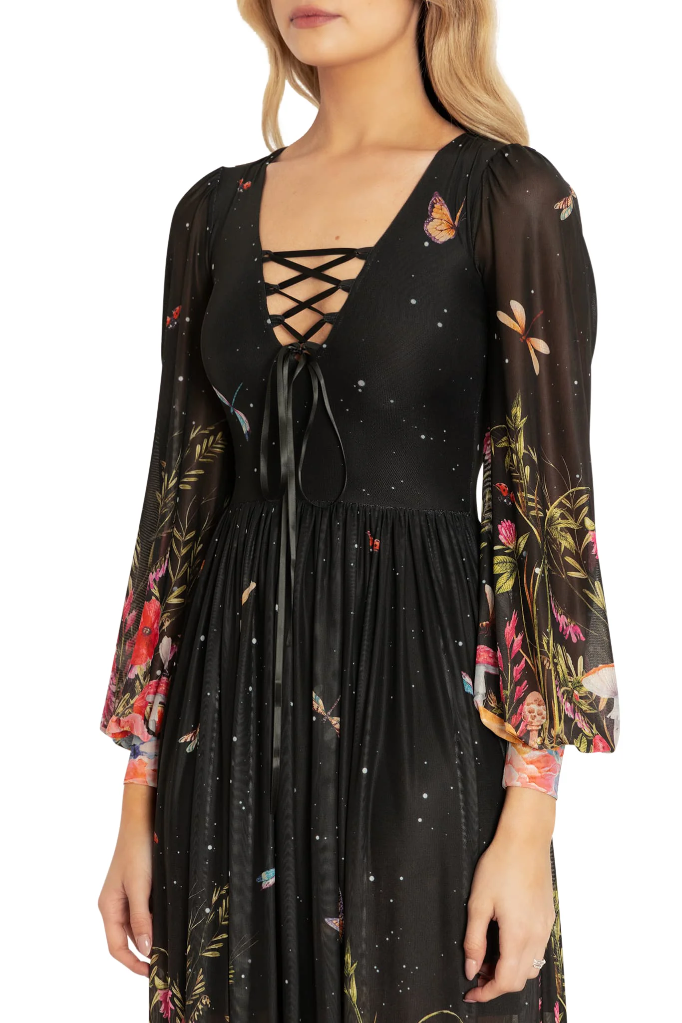 Fairytale Floral Sheer Bishop Maxi Dress - Image 5
