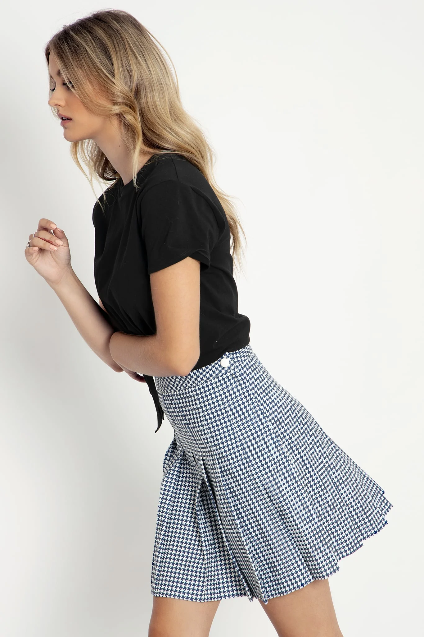 Houndstooth Navy High School Skirt - Image 4
