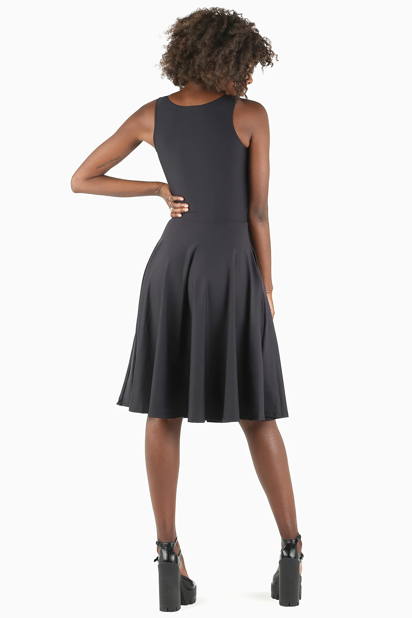 Matte Black Princess Midi Dress - Image 3