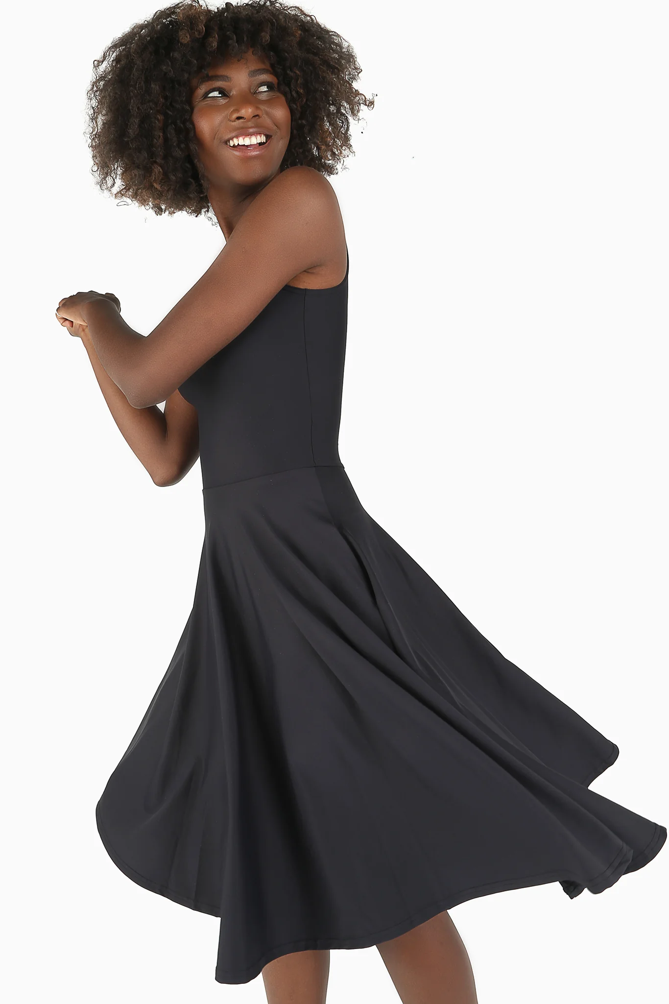 Matte Black Princess Midi Dress - Image 5
