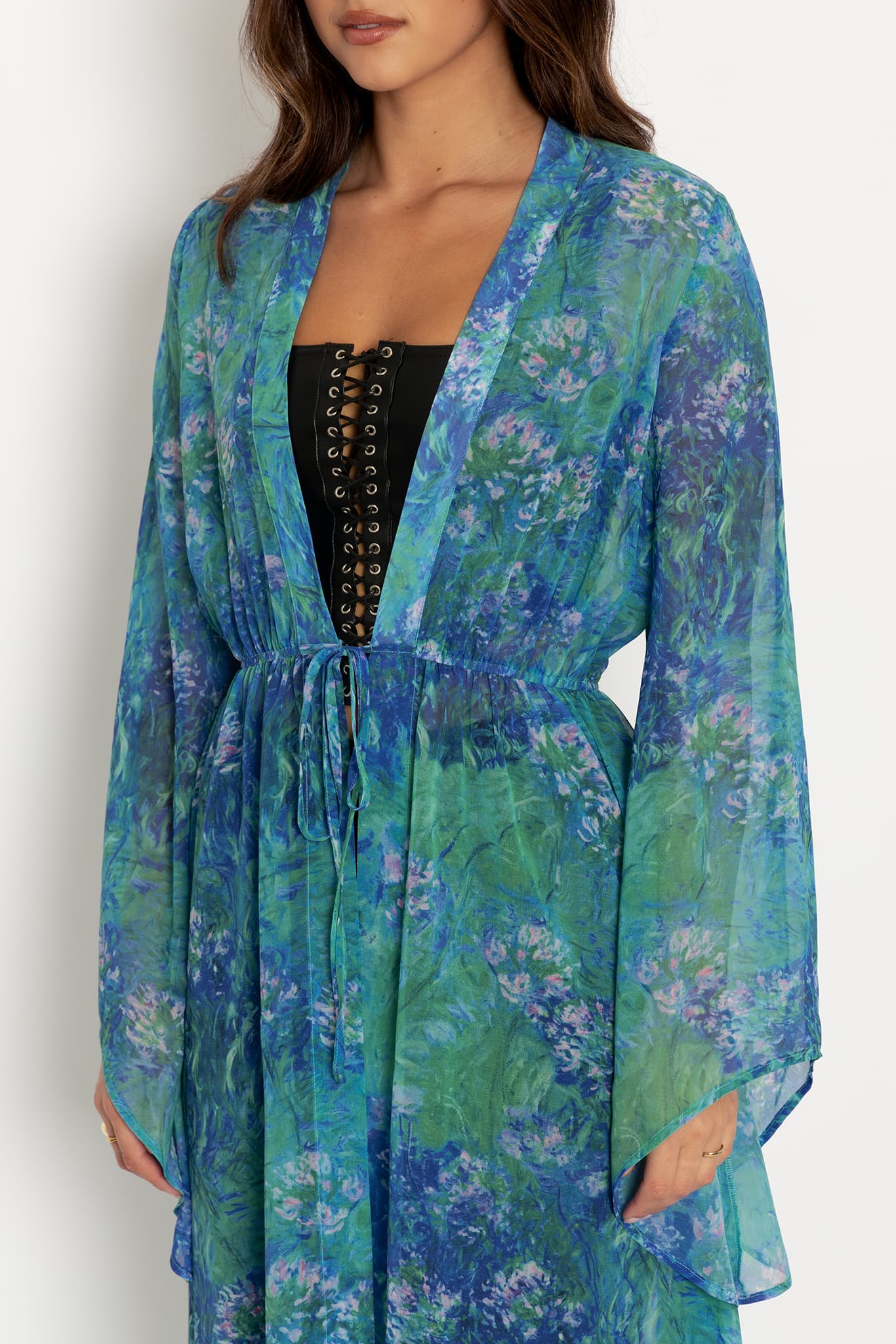 Monet Agapanthus Sheer Maxi Robe - Image 5