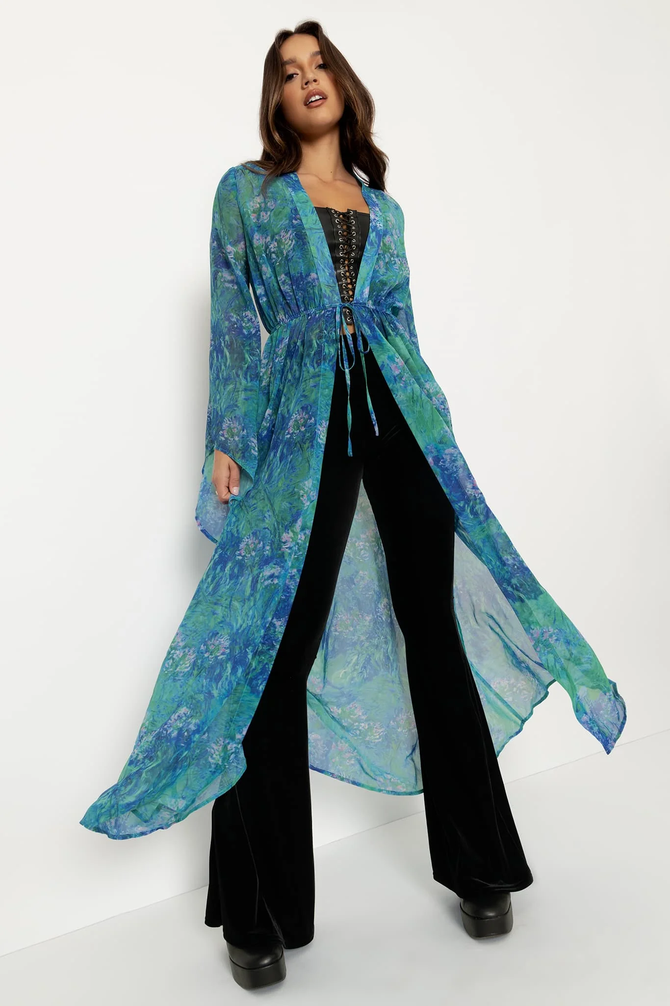 Monet Agapanthus Sheer Maxi Robe - Image 6