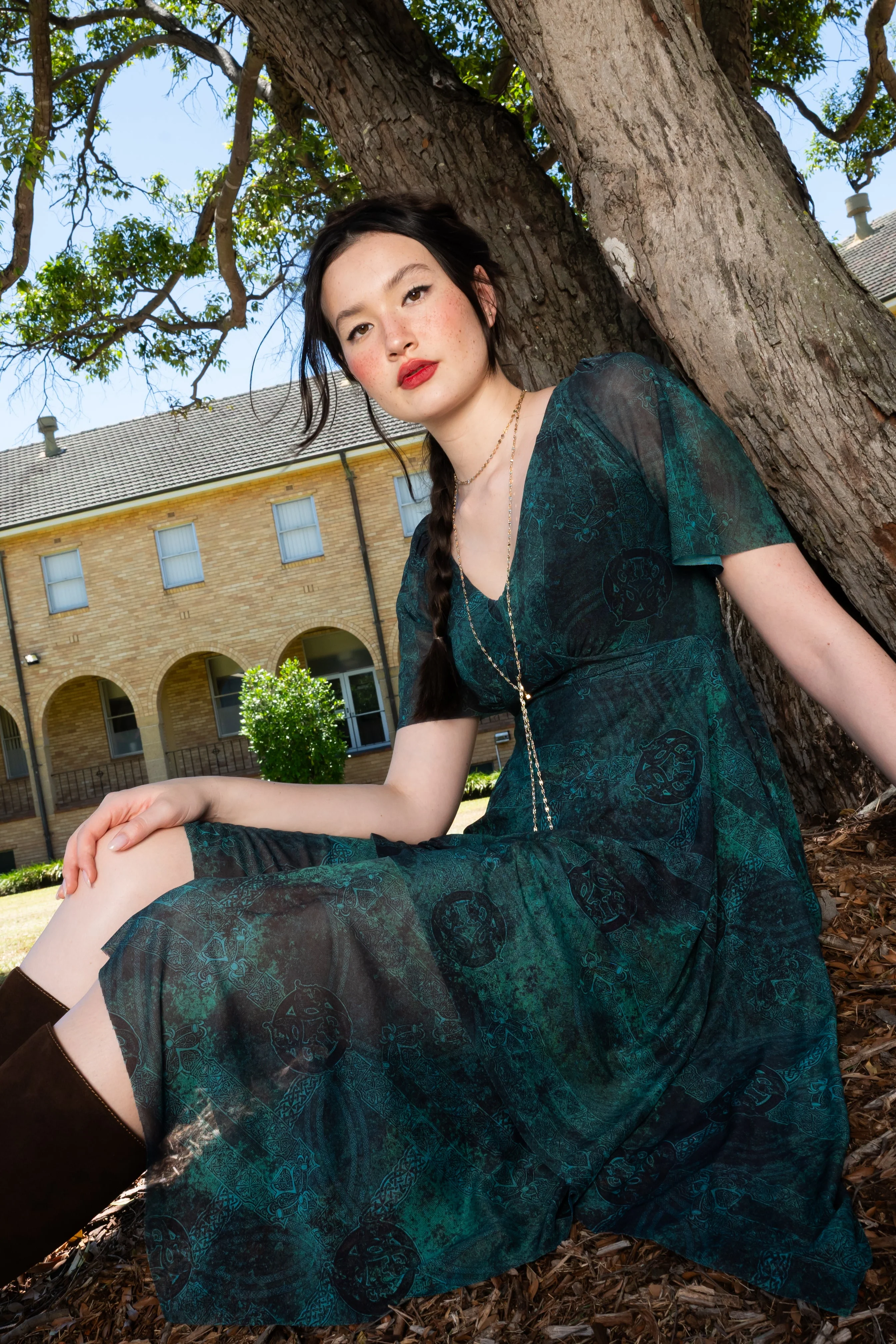 Moss Maiden Handkerchief Short Sleeve Dress - Image 10