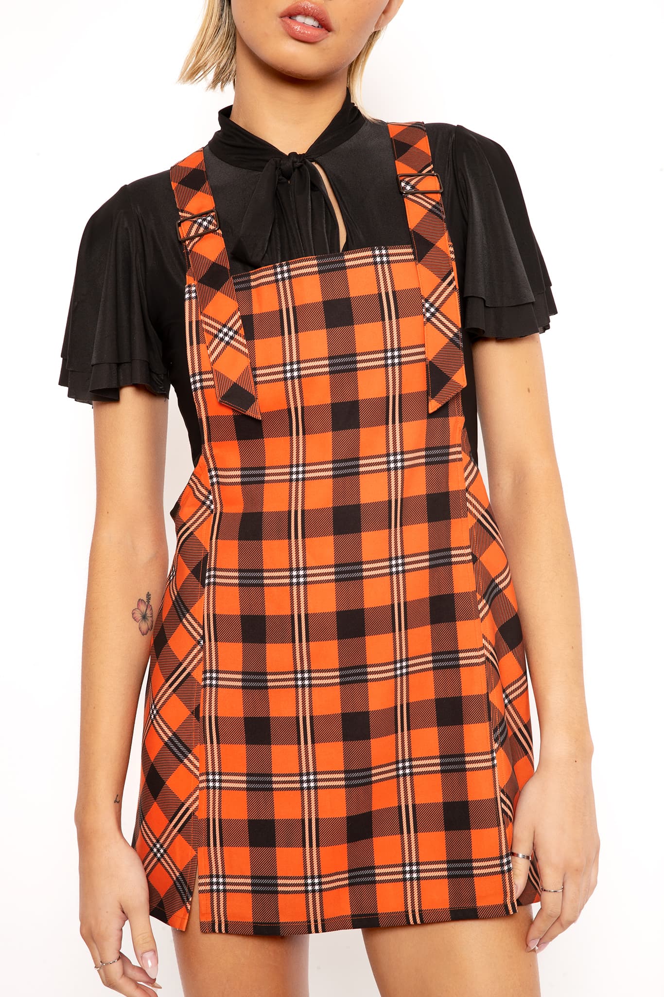 Plaid Pumpkin Pinafore Skort - Image 4