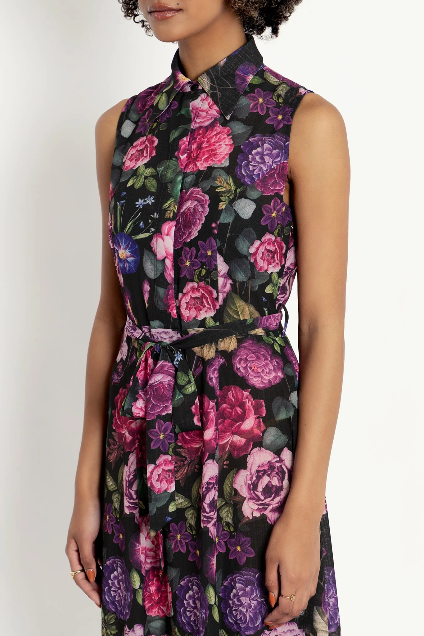 Purple Garden Maxi Shirt Dress - Image 4