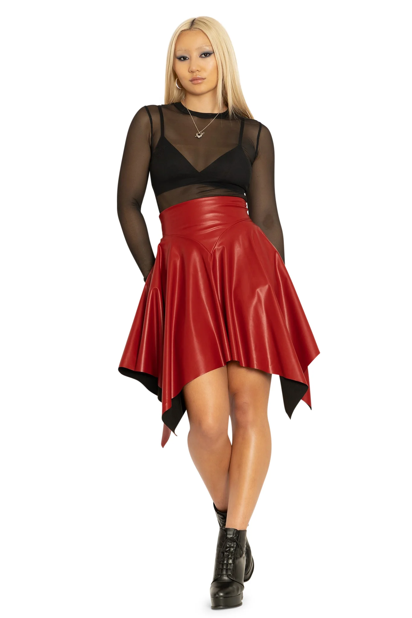 Red Alert Ultra High Waisted Waterfall Skirt