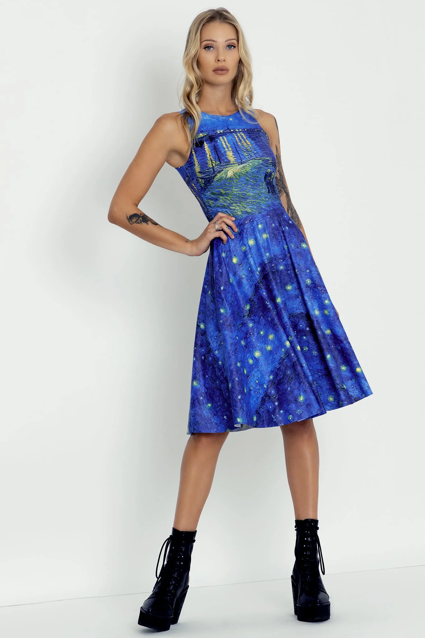 Starry Night Over The Rhône Princess Midi Dress - Image 3
