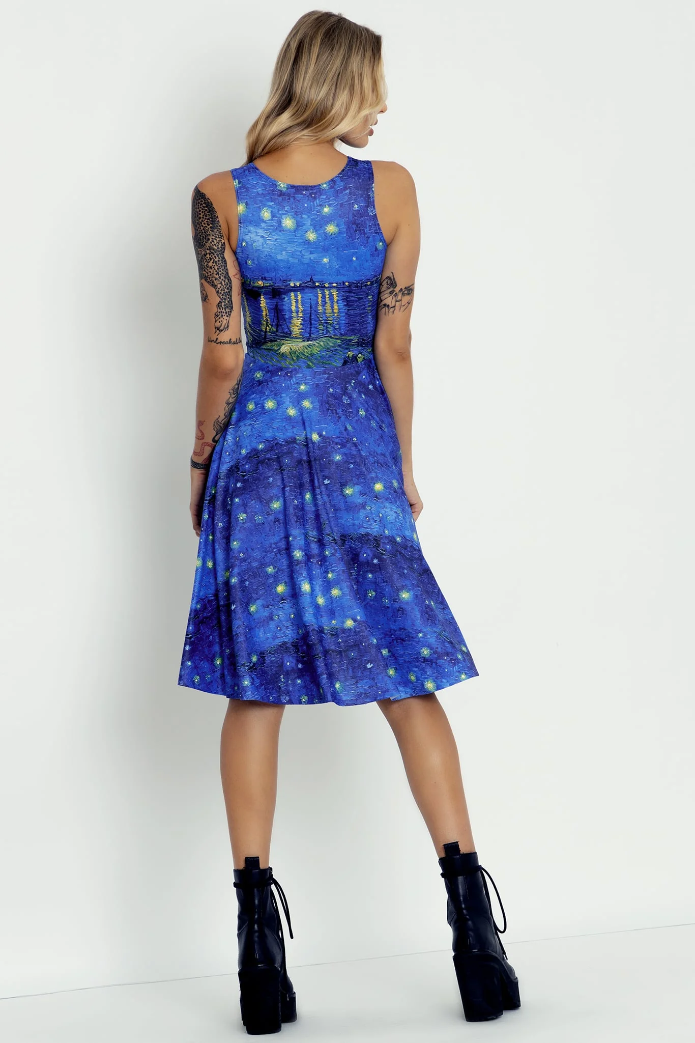 Starry Night Over The Rhône Princess Midi Dress - Image 4