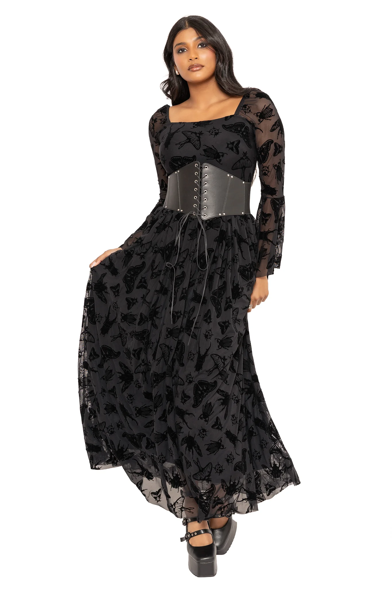 The Swarm Squared Up Flare Sleeve Maxi Dress - Image 5
