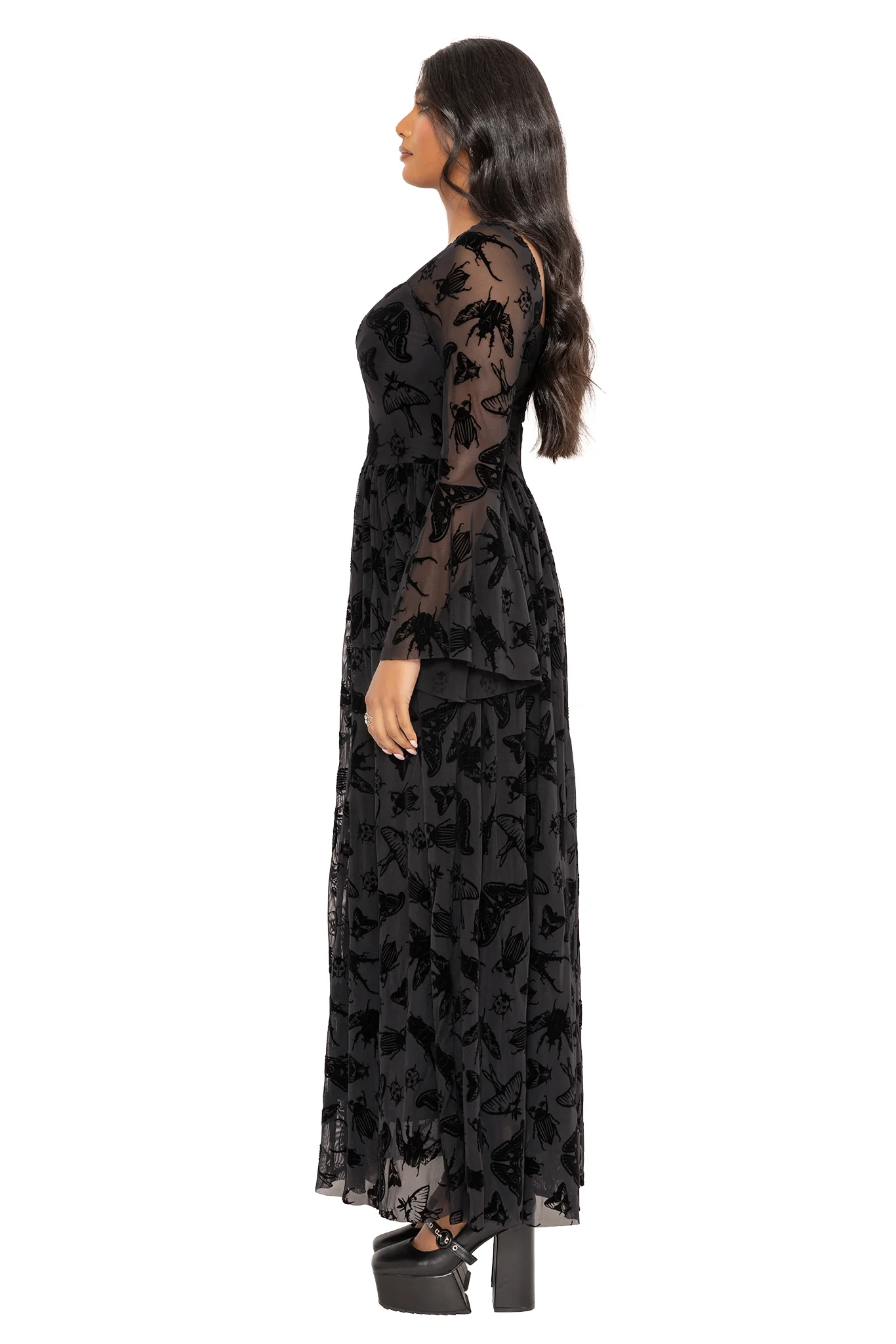 The Swarm Squared Up Flare Sleeve Maxi Dress - Image 9