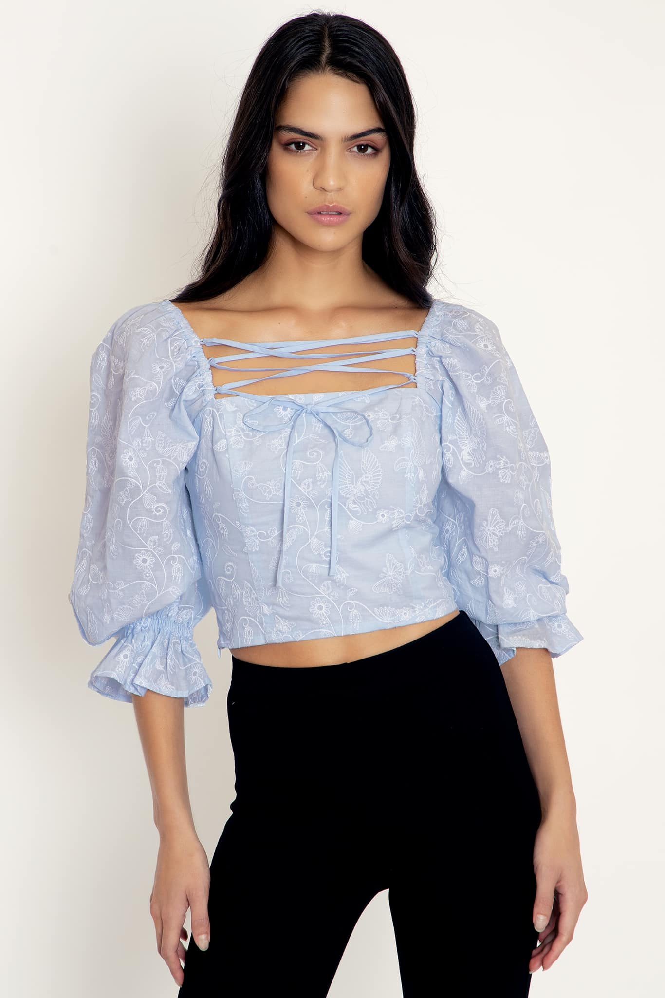 Unicorn Broderie Peasant Top - Image 3